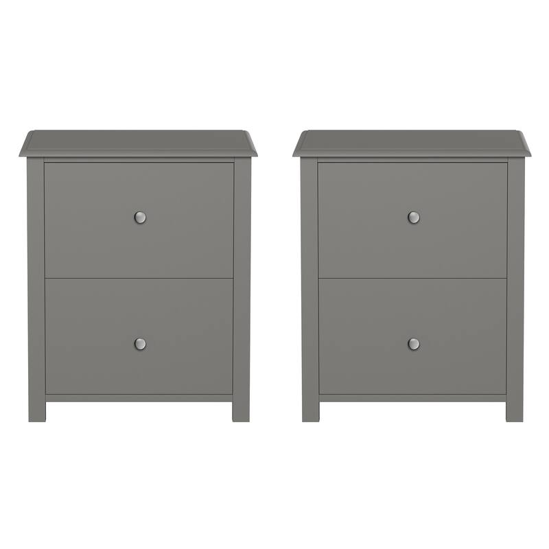 Lavish Home Set of 2 End Tables with Drawers, Gray