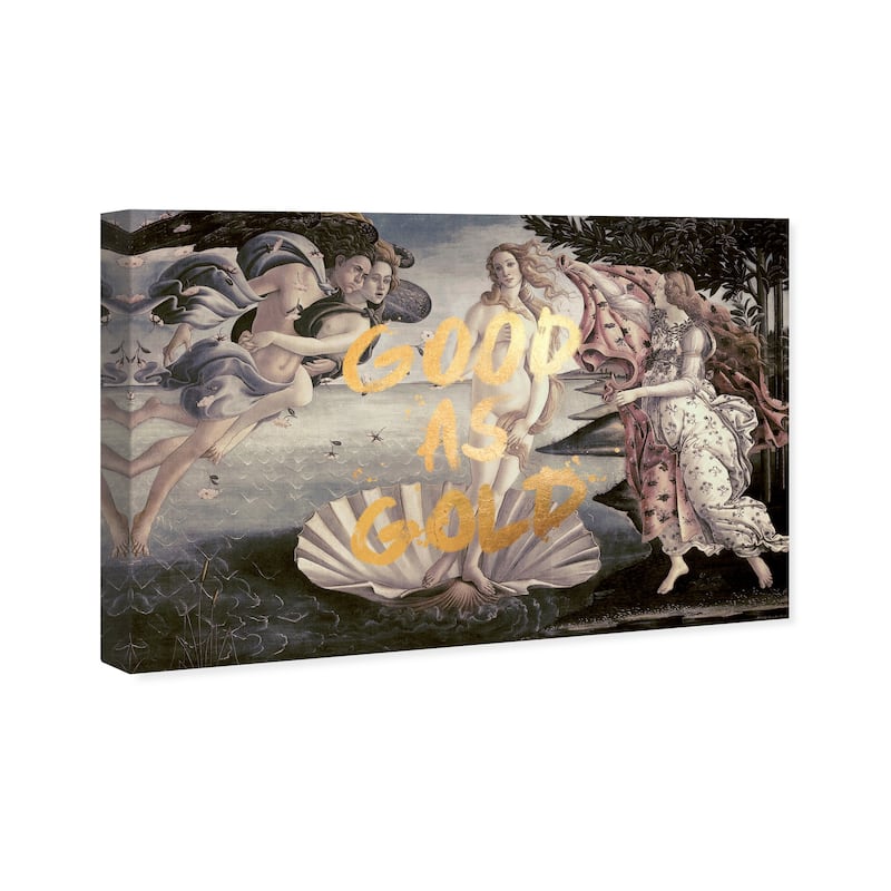 Wynwood Studio Canvas Fashion and Glam Good as Gold Gold and Cream White Modern & Contemporary Wall Art Canvas Print