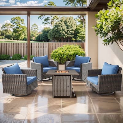 Outdoor Pocassy Glider Chairs Patio Chairs with Fire Table