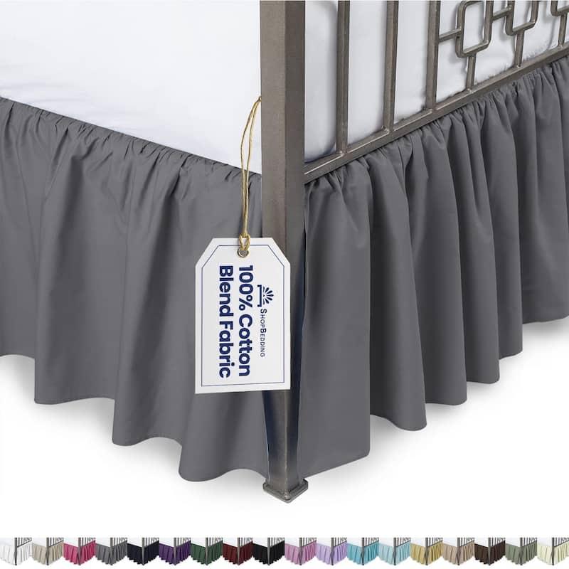 Ruffled Bed Skirt With Split Corners - Full 14" Drop - Dove