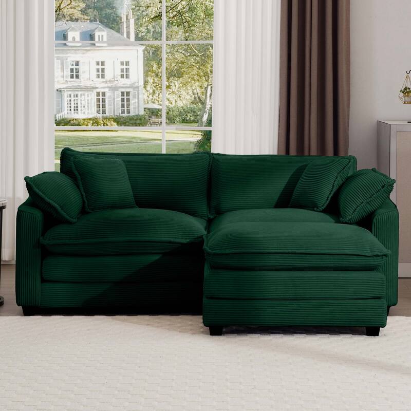 2-Seater Corduroy Sofa with Footrest, Comfortable and Stylish for Small Spaces