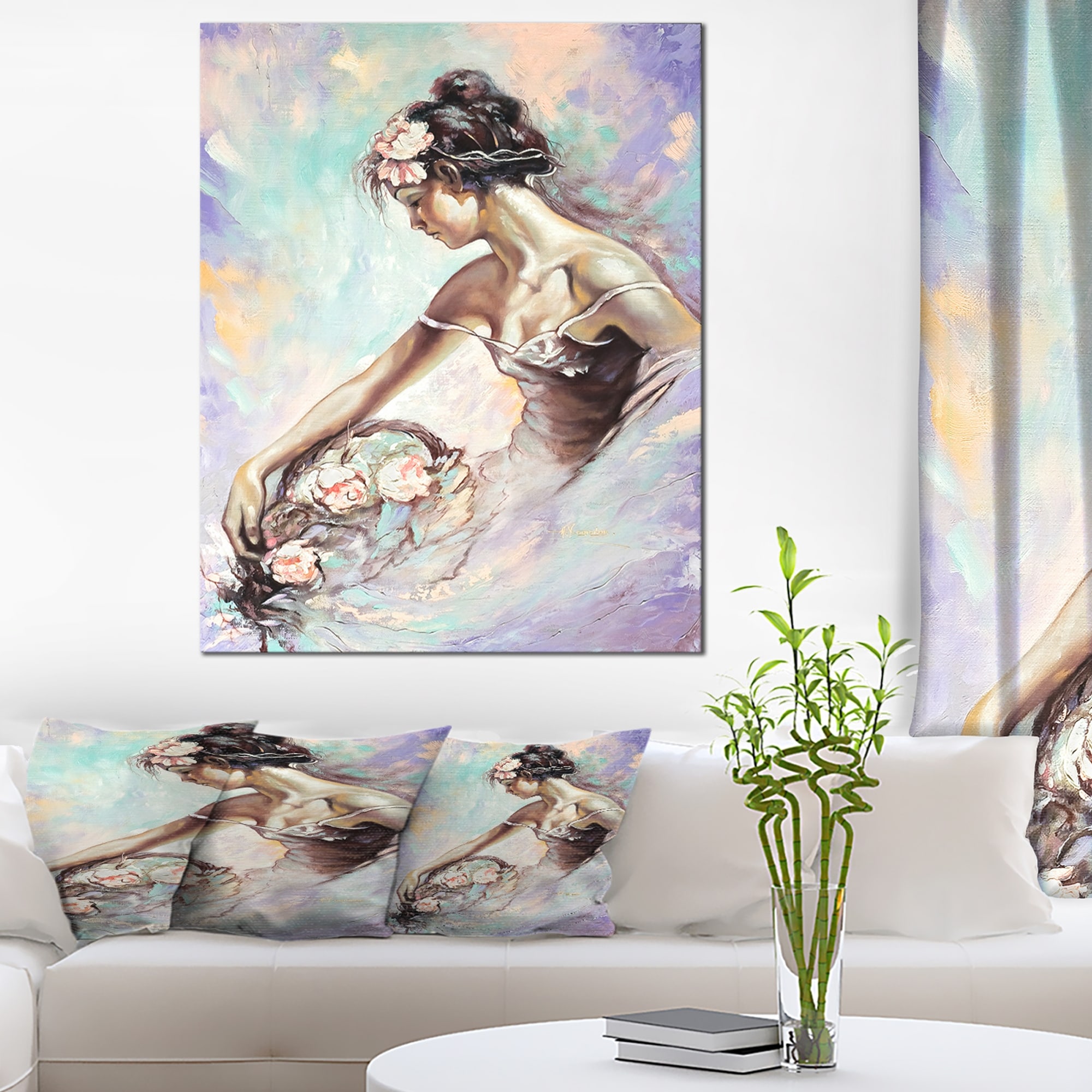 Designart Blue BuddHa With Flowers And Planets Modern & Contemporary  Canvas Wall Art Print - Bed Bath & Beyond - 32316197