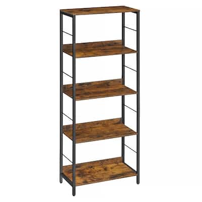 Metal Industrial Bookshelf with Back Panel and Open Shelving