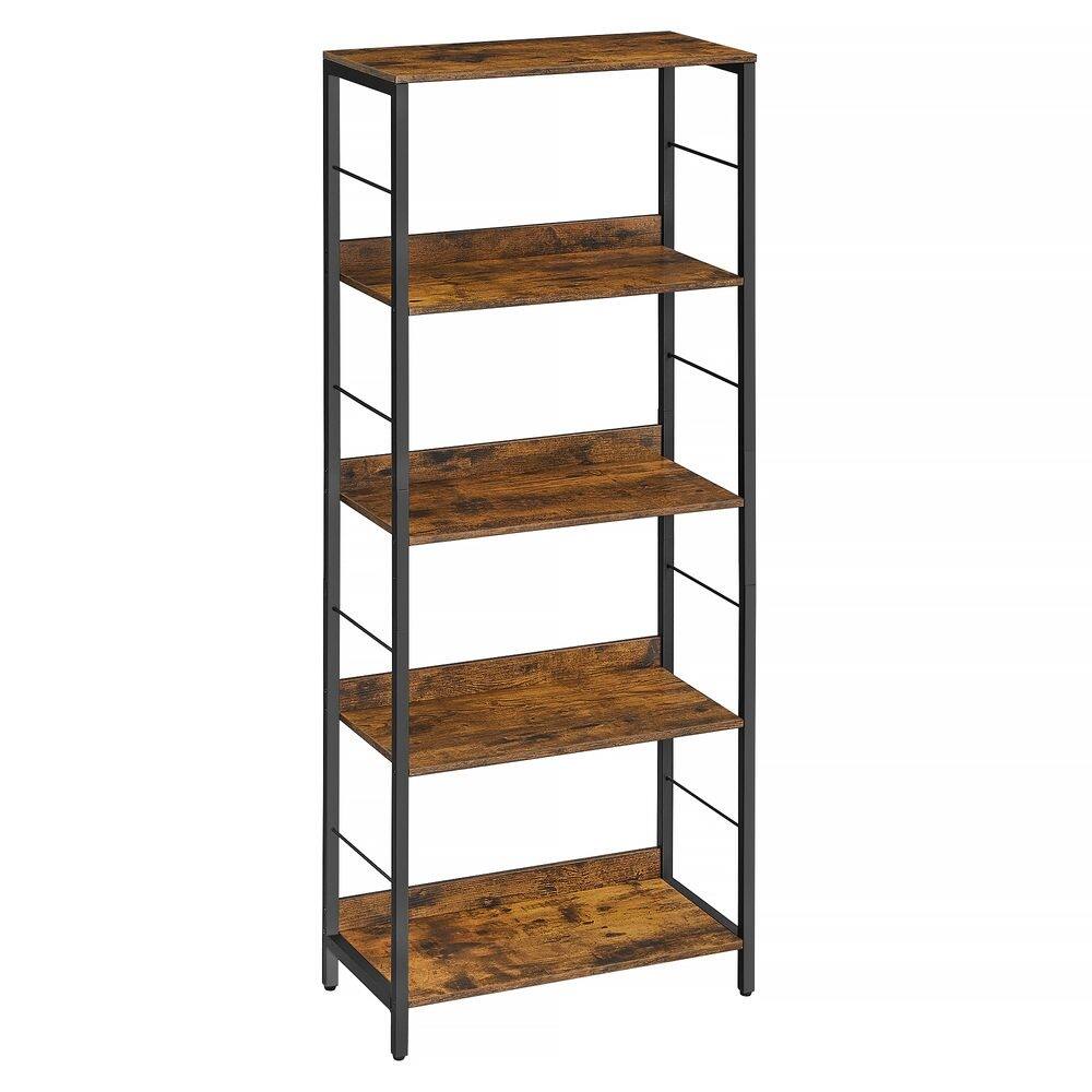 Metal Industrial Bookshelf with Back Panel and Open Shelving