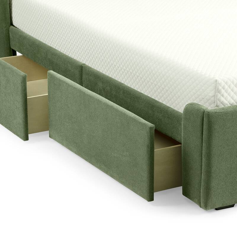 Plank and Beam Full-Size Upholstered Bed with Rectangular Headboard