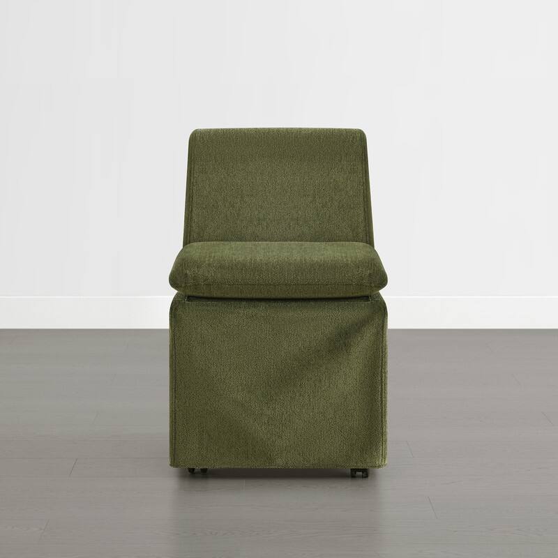 Spruce & Spring Modern Upholstered Dining Chair with Casters, Removable Washable Slipcover