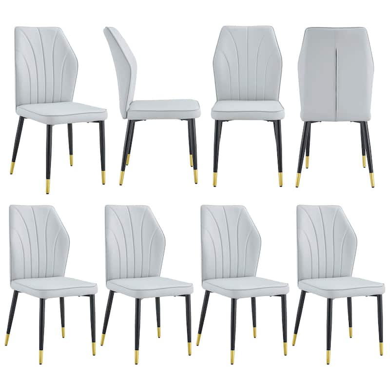 Set of 8 Modern Dining Chairs With Backrest And Black Metal Legs