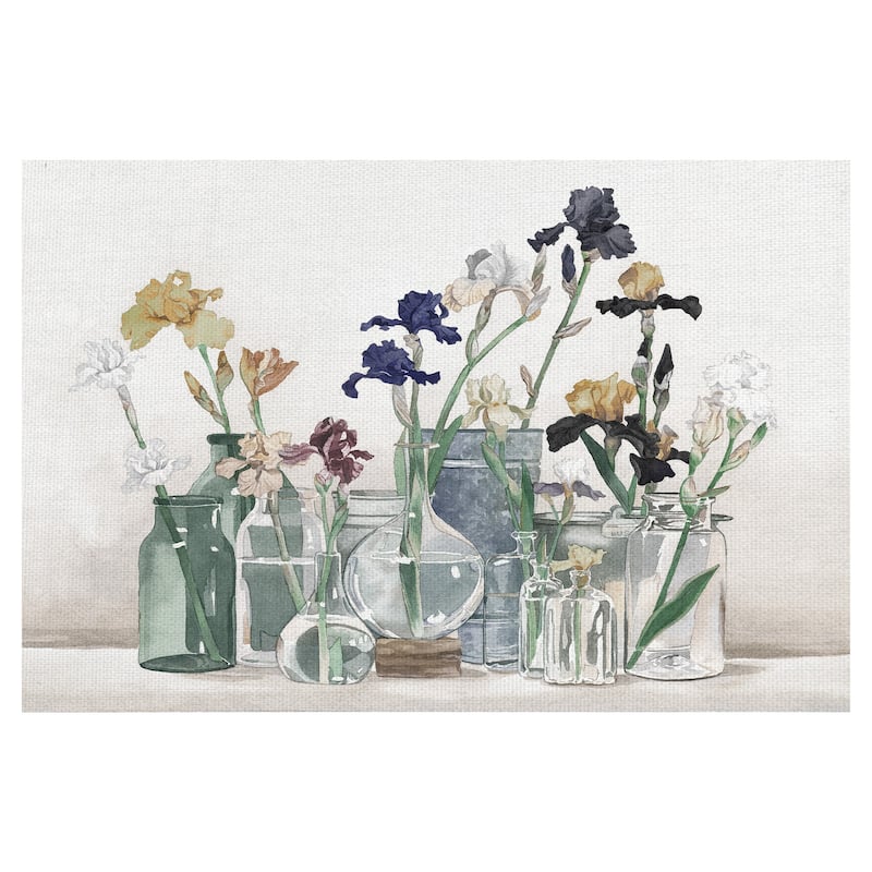 Irises in Vases Ivory by Suzanne Cruise Creative Services Canvas Art Print