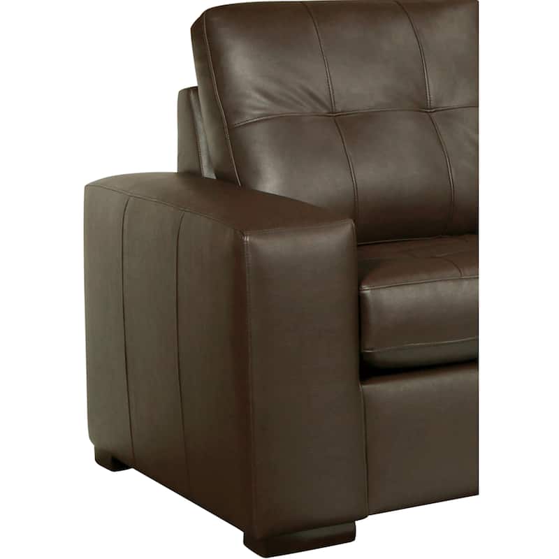 Liam Top Grain Leather Tufted Sectional Chaise Sofa