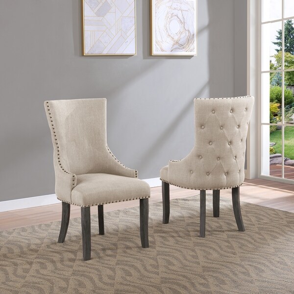 Best Quality Furniture Beige Upholstered Dining Side Chair Tufted