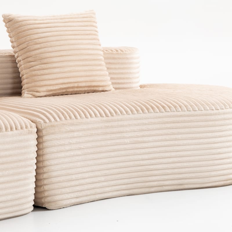 Moon Bay Lounge Couch Curved Sectional Sofa Corduroy Compressed Sofa