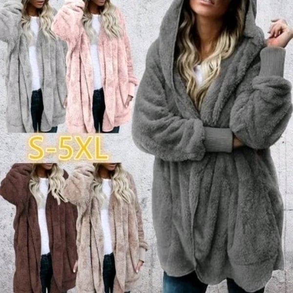 Women's Fashion Winter Warm Solid Color Cardigan Hoodies Coats Long Sleeve Knitted Sweaters Jackets. Opens flyout.