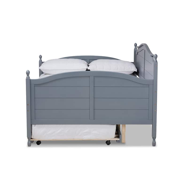 Mara Cottage Farmhouse Full Size Daybed with Roll-out Trundle Bed