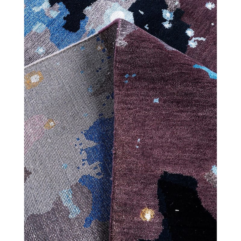 Ikat One-of-a-Kind Hand-Knotted Area Rug - Black, 8' 2" x 10' 4" - 8' 2" x 10' 4"