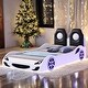 preview thumbnail 2 of 26, Wood Twin Size Race Car Bed Platform Bed with LED and Upholstered Backrest
