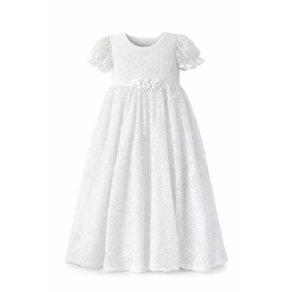 slide 1 of 1, Laurenza's Baby Girls Heirloom White Lace Baptism and Christening Gown 0-3 Months