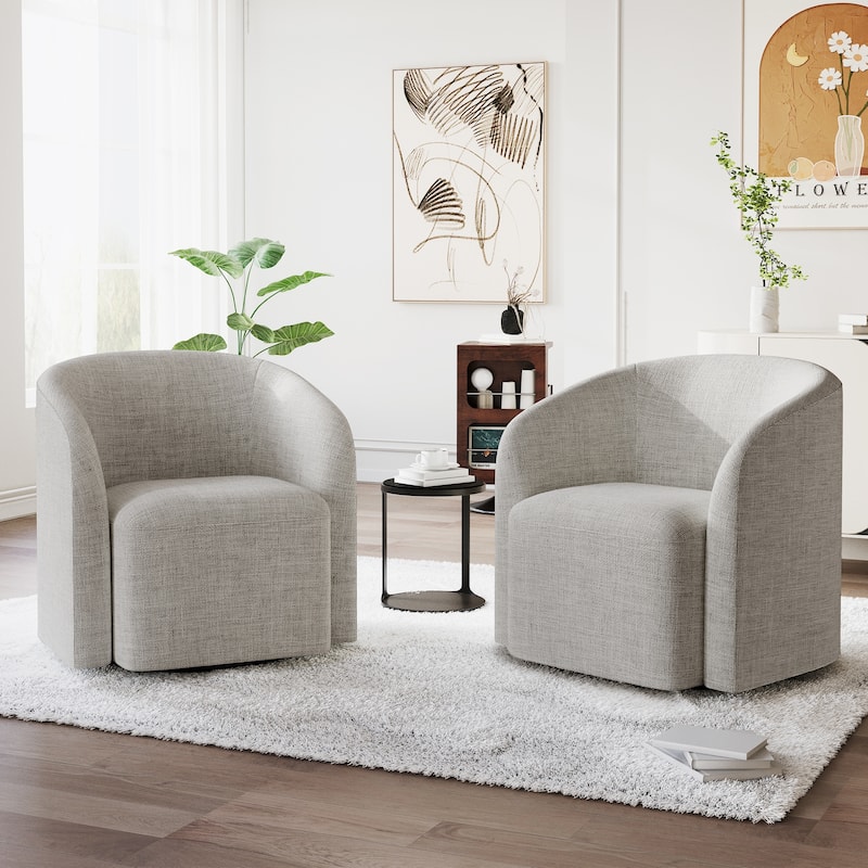 360° Glide Barrel Chair - Upholstered Swivel Accent Chair for Living Room, Bedroom & Office