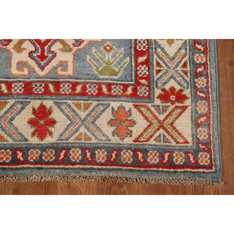 Blue Kazak Foyer Rug Hand-Knotted Accent Wool Carpet - 2'6"x 4'0"