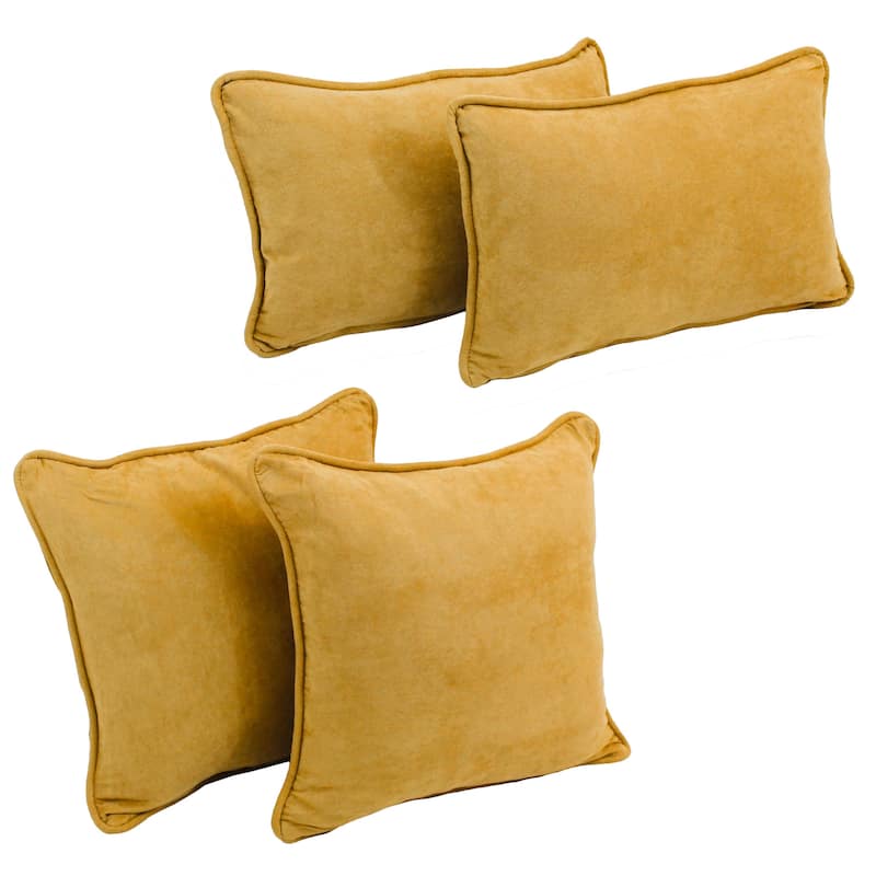 Blazing Needles Delaney Microsuede Throw Pillow Set (Set of 4) - Lemon