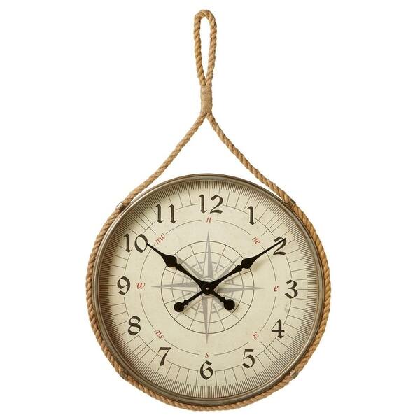 Shop 41 75 Tan And Black Decorative Compass Wall Clock With Rope
