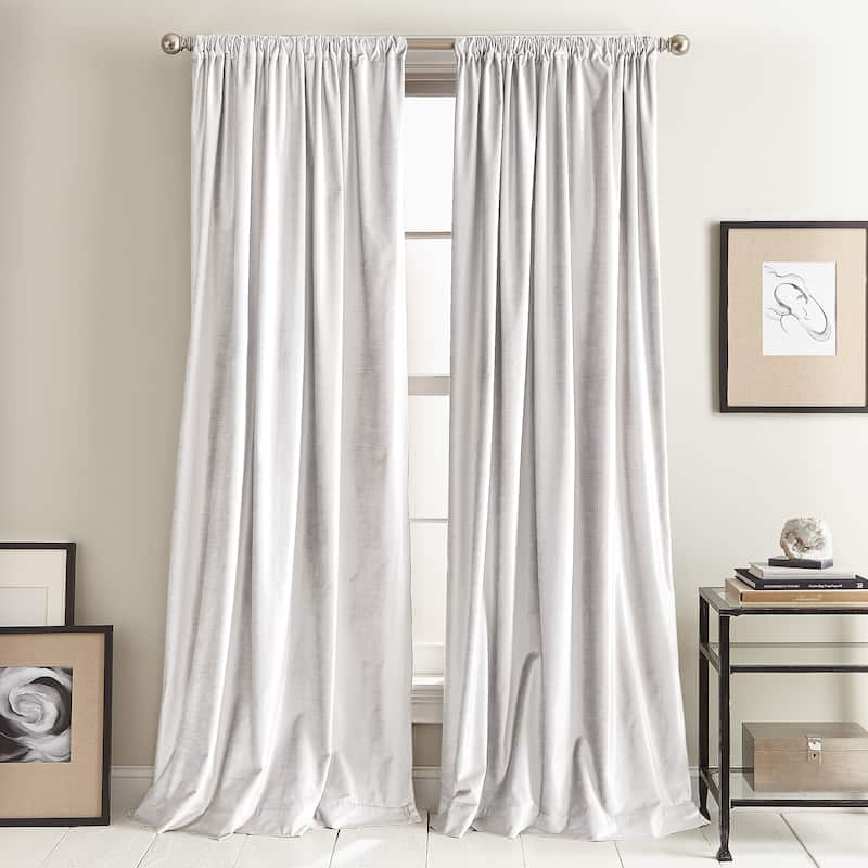 DKNY Modern Knotted Velvet Curtain Panel Pair - 108 Inches - Winter White