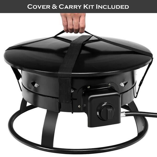 Shop Gymax Portable Propane Outdoor Gas Fire Pit W Cover Carry