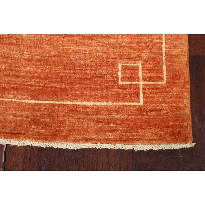 Orange Gabbeh Kashkoli Oriental Wool Runner Rug Hand-knotted Carpet - 2'7" x 9'10"
