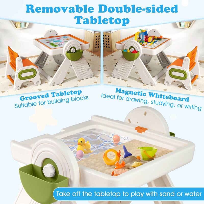 Costway 6-in-1 Multi-activity Children Table & Chair Set with Pen - See Details