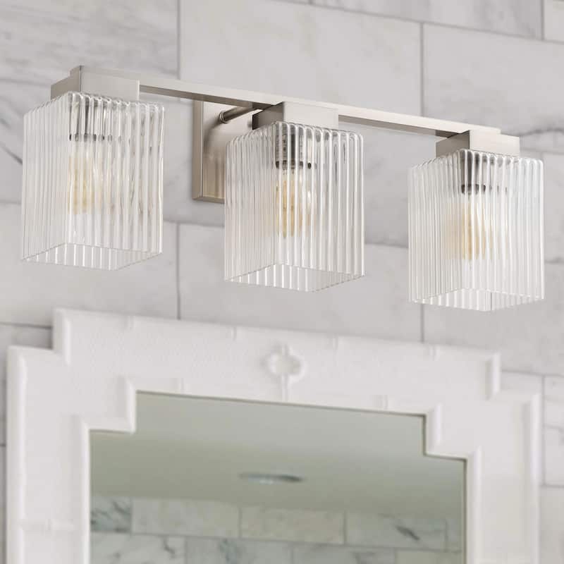 Modern Brushed Nickel 3-Light Up and Down Bathroom Vanity Light