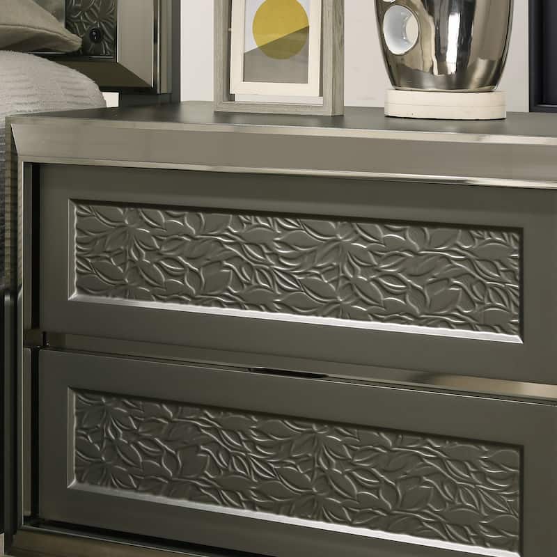 Furniture of America Iralles Modern 5-Piece Dark Grey Wood Platform Bedroom Set with LED Light