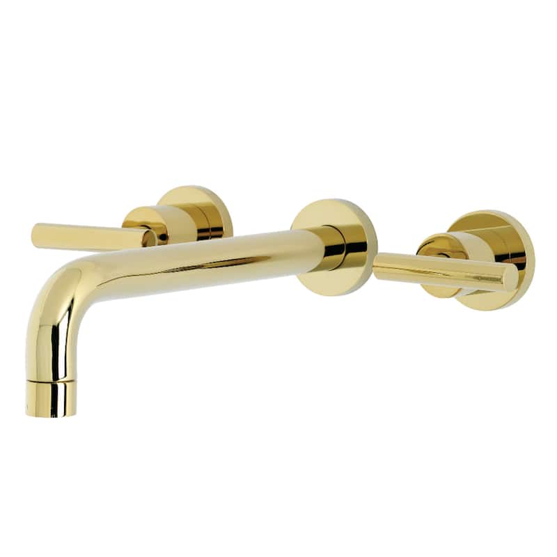 Manhattan 3-Hole Wall Mount Roman Tub Faucet in Brushed Brass - Polished Brass
