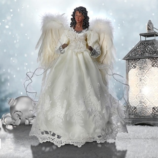 16" Fabric With Lace Black Angel Tree Topper - Bed Bath & Beyond - 38296865