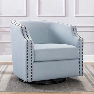 Sky Blue Swivel Barrel Chair For Living Room - Bed Bath & Beyond - 40220314