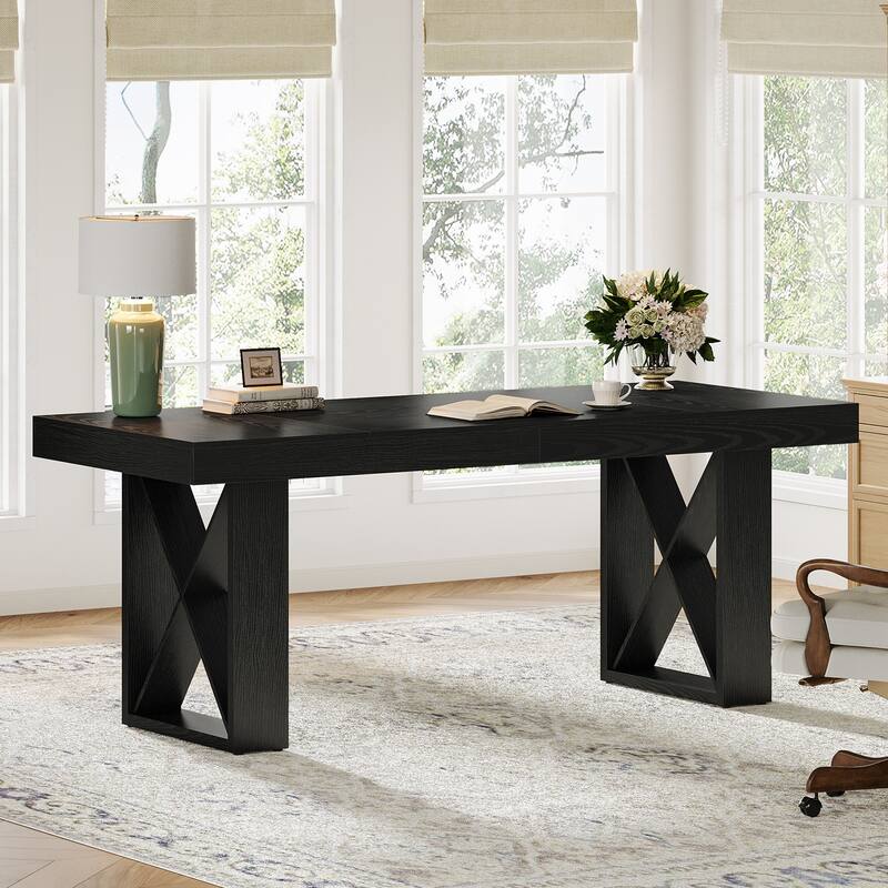 63-Inch Long Wood Computer Desk/Table, Study Writing Gaming Work Executive Desk for Home Office