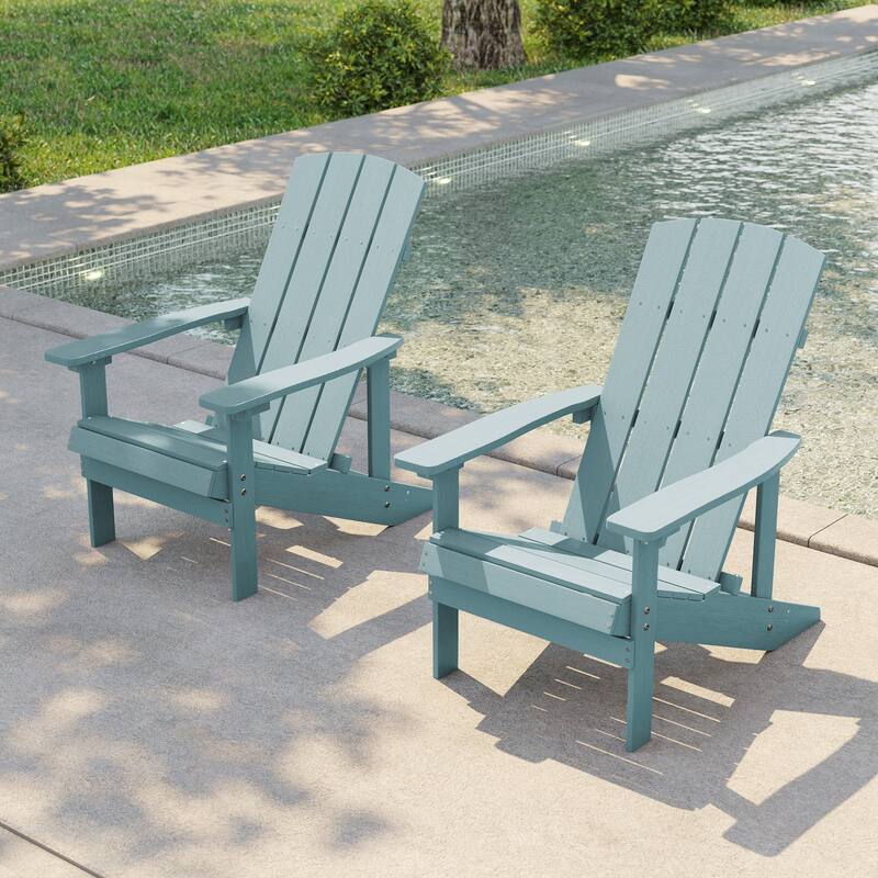 Bonosuki Patio Faux Wood Adirondack Chair Weather Resistant-Set of 2