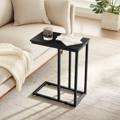VECELO C-Shaped End Table Small Side Table Sofa Table with Metal Frame C-Shaped Couch Table for Sofa Laptop Coffee Snack