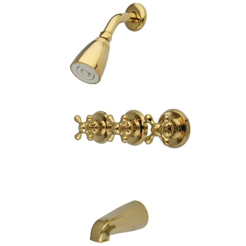 Victorian Three-Handle Tub and Shower Faucet - Polished Brass
