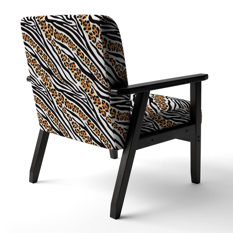 Designart "Zebra and Leopard Mix Pattern III" Upholstered Cabin & Lodge Accent Chair and Arm Chair