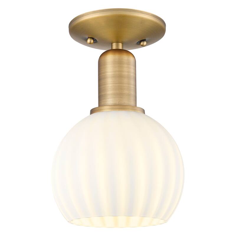 Innovations Lighting 716-1C-10-6 White Venetian Semi-Flush White - Brushed Brass / White Venetian
