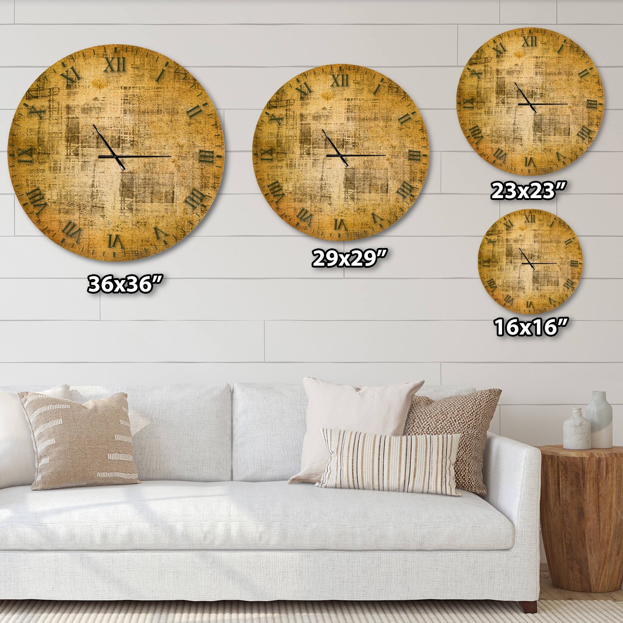 Designart 'Antique face on Parchment' Oversized Rustic Wall CLock Bed