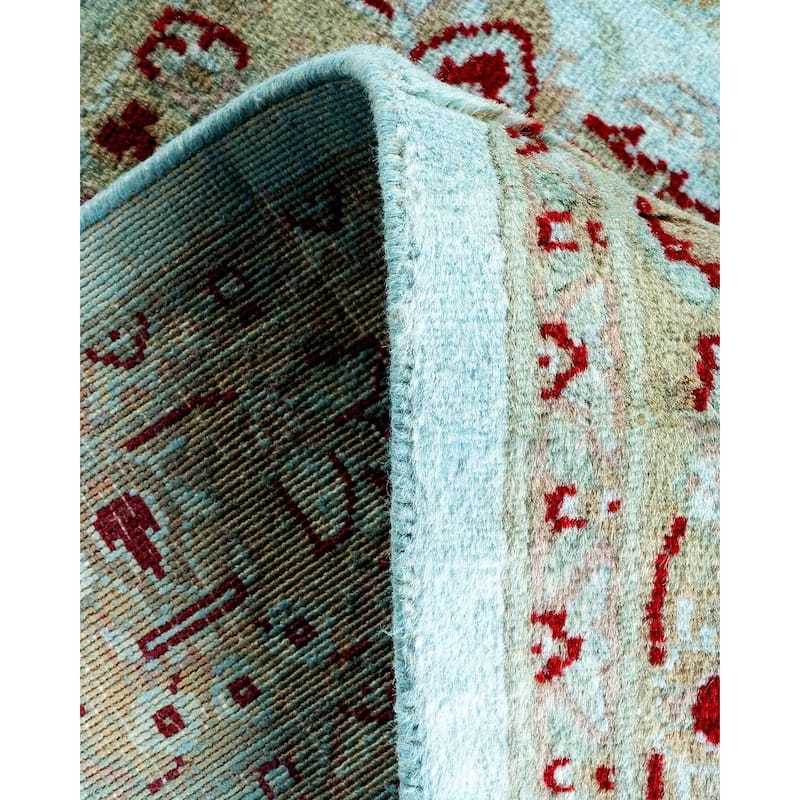 Overton Hand Knotted Wool Vintage Inspired Modern Contemporary Overdyed Blue Area Rug - 3' 1" x 5' 3"