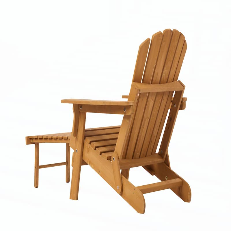 Outdoor Wooden Folding Adirondack Chair with Retractable Ottoman