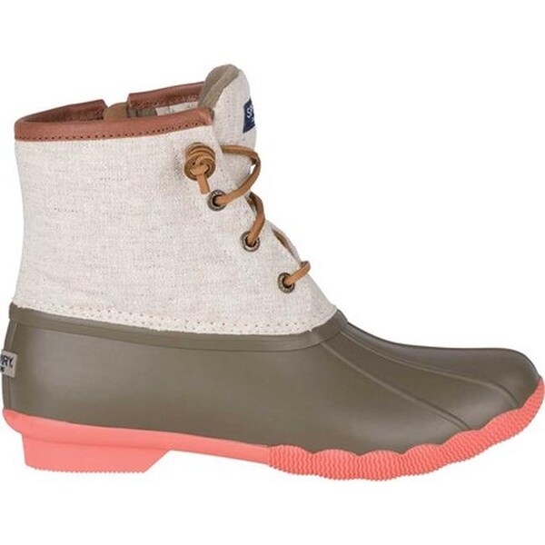 sperry saltwater duck boots taupe coral