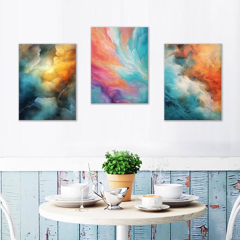 Abstract Colorful Canvas Wall Art Rendering Clouds Poster Print