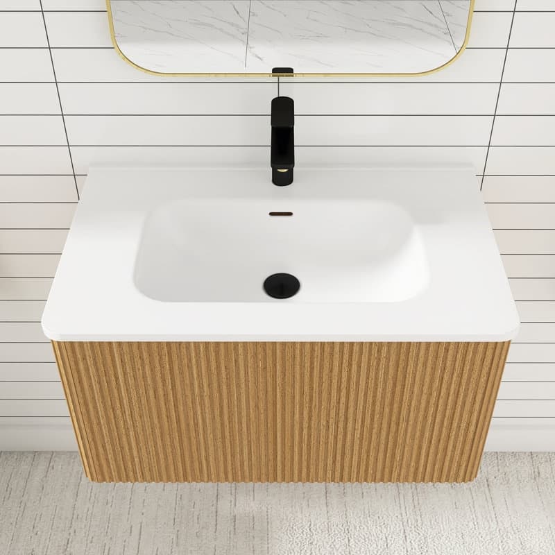 30 inch Wall-Mounted Bathroom Vanity Set with Integrated Ceramic Sink - 30" x 18"