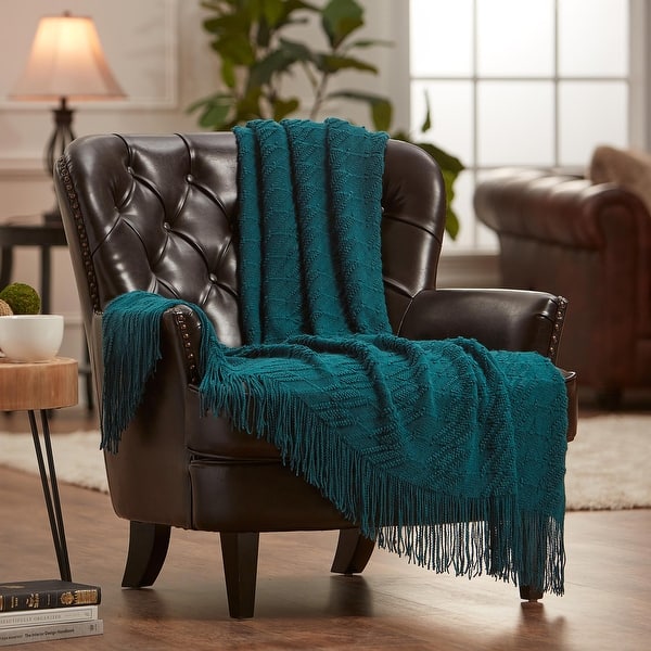 slide 2 of 79, Chanasya Textured Boho Knit Throw Blanket With Tassels