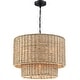 preview thumbnail 10 of 11, Lennie 20 in. 4-Light Rattan Tiered Drum Chandelier Light with Black Canopy - 20 in. W - 20 in. W