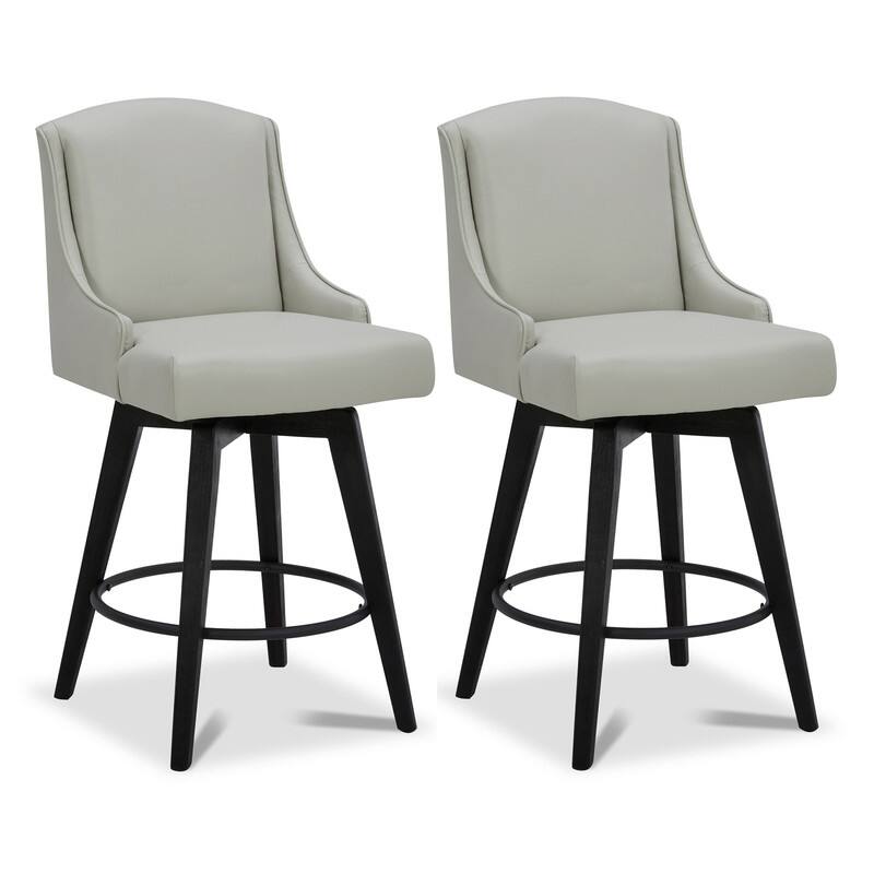 Spruce & Spring Jayden Upholstered Counter Height Swivel Barstool Set - Light Grey
