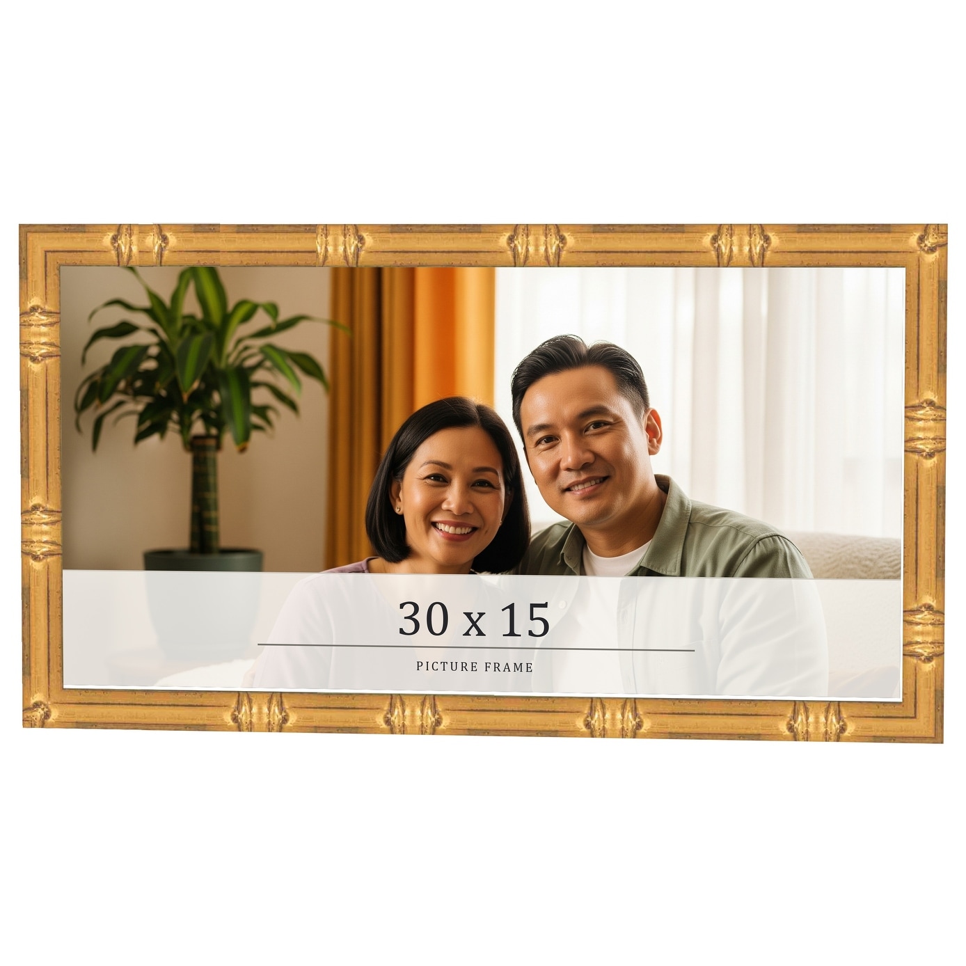 30x15 Frame Gold Bamboo Solid Wood Picture Frame | 1 Inch Moulding