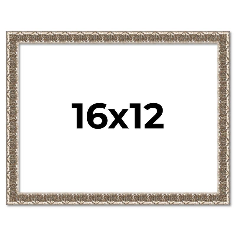 16x12 Frame Silver Versailles Ornate Solid Wood Picture Frame | 1 Inch